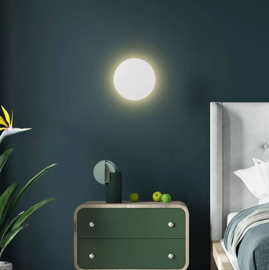 TK Lighting Wandleuchte Weiß Metall flach rund Ø 20 cm Modern< Wandleuchten|Flurlampen