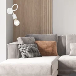 Wandleuchten|Küchenlampen*Lamkur Wandleuchte Weiß Modern Metall Lampe