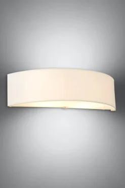 Wohnzimmerlampen|Stofflampen*Sollux Wandleuchte Weiß Stoff Glas 45 cm Up Down Modern 2x E27