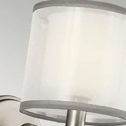 Wandleuchten|Glaslampen*Elstead Wandleuchte Weiß Zinn antik Glas Leinen Metall Modern