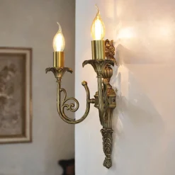 Metall Lampen|Messinglampen*Giovanni Battista Wandleuchter 2-flmg Weiß aus Echt-Messing