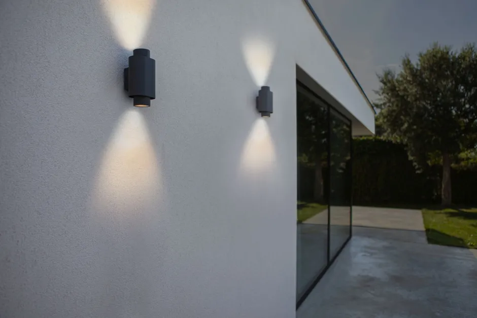 Metall Lampen|Moderne Außenleuchten*Eco-Light Wandspot Anthrazit Up Down H:20 cm IP44 GU10 flexibel