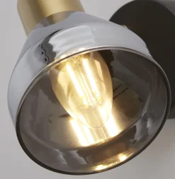 Wandleuchten|Flurlampen*Searchlight Wandspot E14 Glasschirm in Schwarz Rauchgrau Messing