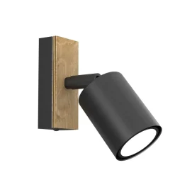Luminex Wandspot flexibel Holz Metall Schwarz H:14 cm GU10< Spots|Wandleuchten