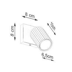 Flurlampen|Wohnzimmerlampen*Sollux Wandspot GU10 B: 8 cm klein Rot schwenkbar Modern Aluminium