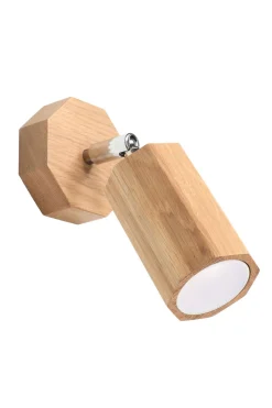 Sollux Wandspot Holz H: 17,5 cm klein schwenkbar GU10 SAMON< Wohnzimmerlampen|Holzlampen