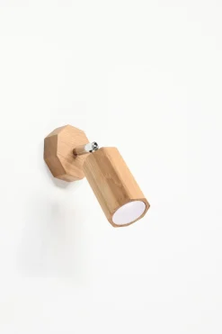Sollux Wandspot Holz H: 17,5 cm klein schwenkbar GU10 SAMON< Wohnzimmerlampen|Holzlampen
