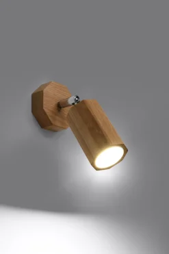 Sollux Wandspot Holz H: 17,5 cm klein schwenkbar GU10 SAMON< Wohnzimmerlampen|Holzlampen