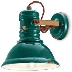 Wohnzimmerlampen|Keramiklampen*Ferroluce Wandspot Keramik E27 B: 25 cm verstellbar Petrol Shabby