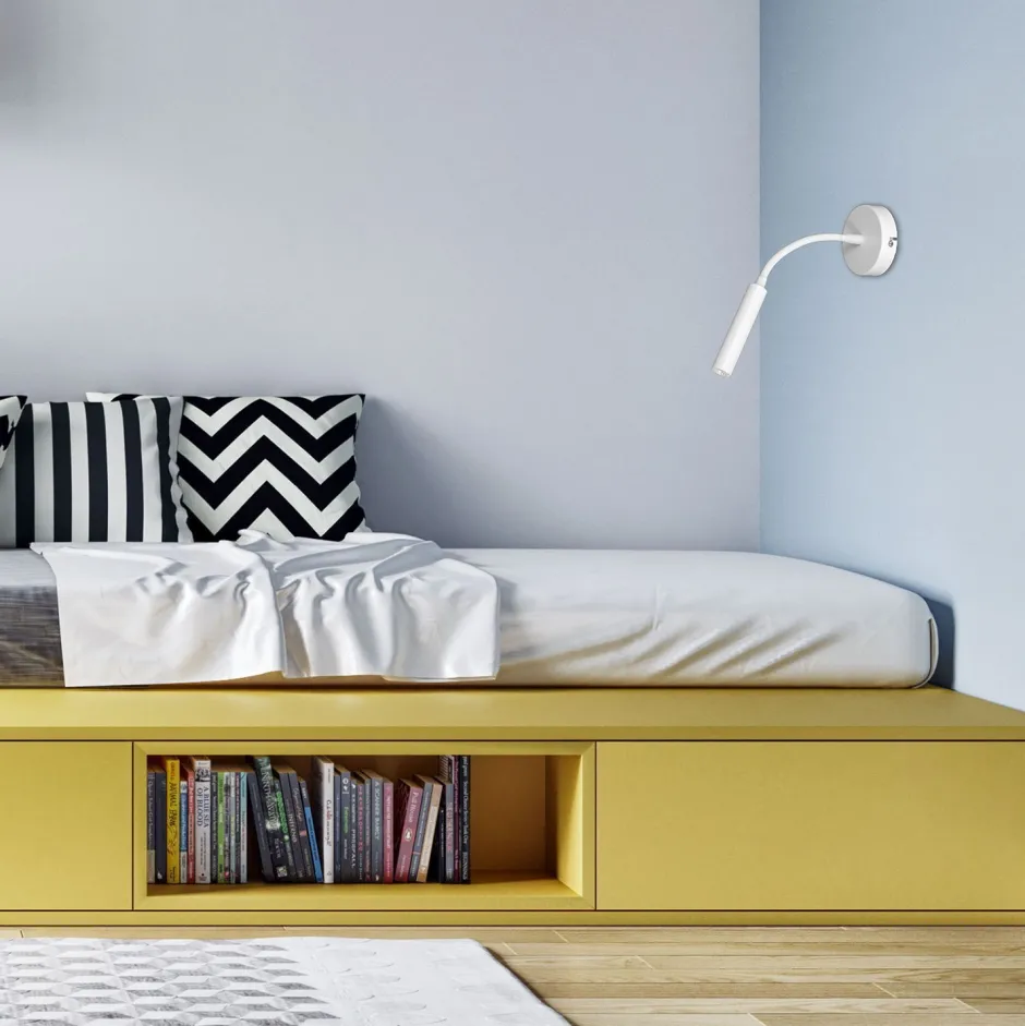 Wandleuchten|Schlafzimmer Lampen*Luminex Wandspot Metall G9 akzentuiert T:35 cm Flexarm in Weiß