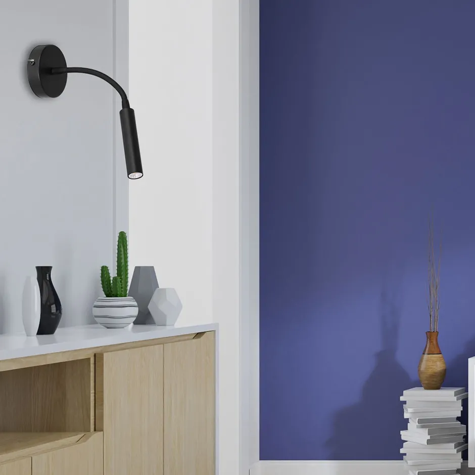 Wandleuchten|Schlafzimmer Lampen*Luminex Wandspot Metall G9 akzentuiert T:35 cm Flexarm Schwarz