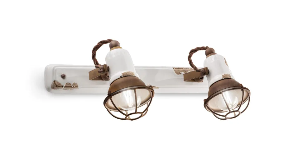 Ferroluce Wandspot Metall Keramik B: 41 cm E14 2-flammig< Wohnzimmerlampen|Keramiklampen