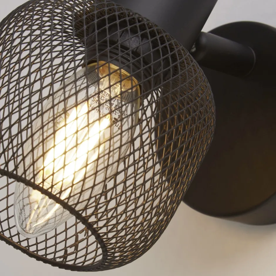 Searchlight Wandspot Schwarz E14 Ø 9 cm Metall verstellbar Retro< Wandleuchten|Flurlampen