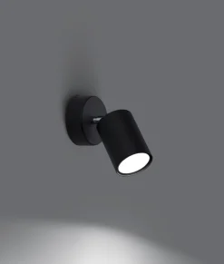 Sollux Wandspot Schwarz verstellbar H: 18,5 cm Metall GU10< Wandleuchten|Flurlampen