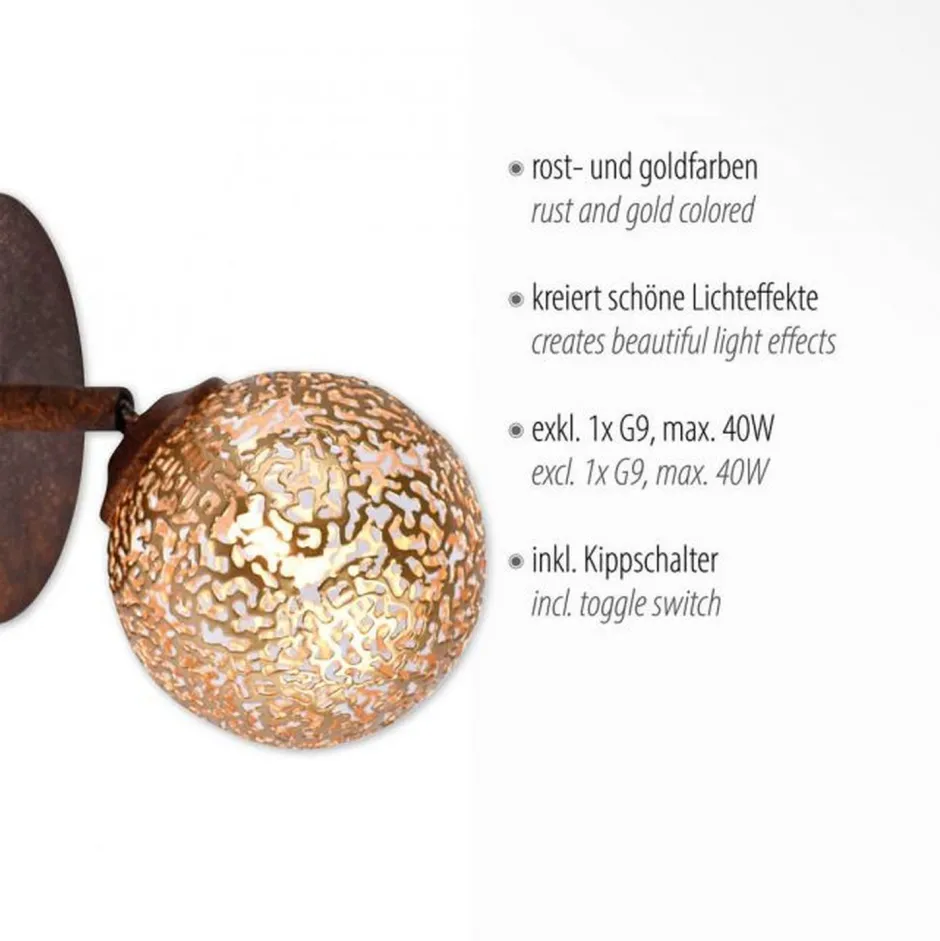 Flurlampen|Bürolampen*Paul Neuhaus Wandstrahler mit Schalter Rostbraun Gold G9 verstellbar