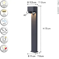 Eco-Light Wegeleuchte Aluminium GU10 2-flmg 75 cm IP44 Anthrazit< Metall Lampen|Wegeleuchten