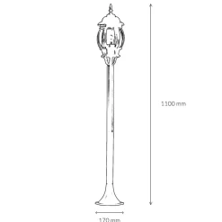 Easylight Wegeleuchte Garten E27 111 cm in Schwarz Kupfer Rustikal< Rustikale Lampen|Wegeleuchten