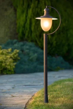 Industrie Lampen|Vintage Lampen* Wegeleuchte Glas Metall Rostbraun IP44 Garten 110 cm