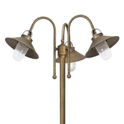 Außenleuchten Antik|Außenleuchten Messing*Giovanni Battista Wegeleuchte groß 2,1 m Messing Glas IP44 3-flammig E27