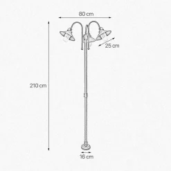 Außenleuchten Antik|Außenleuchten Messing*Giovanni Battista Wegeleuchte groß 2,1 m Messing Glas IP44 3-flammig E27