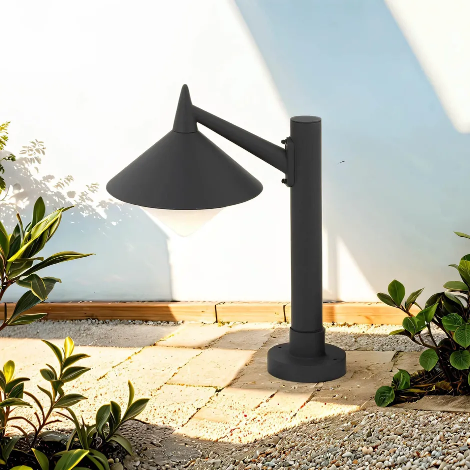 Vintage Lampen|Wegeleuchten*WOFI Wegeleuchte IP44 E27 40 cm Aluminium Grau