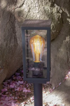 Eco-Light Wegeleuchte Vintage Schwarz Holz 100 cm klein IP44 E27< Metall Lampen|Vintage Lampen