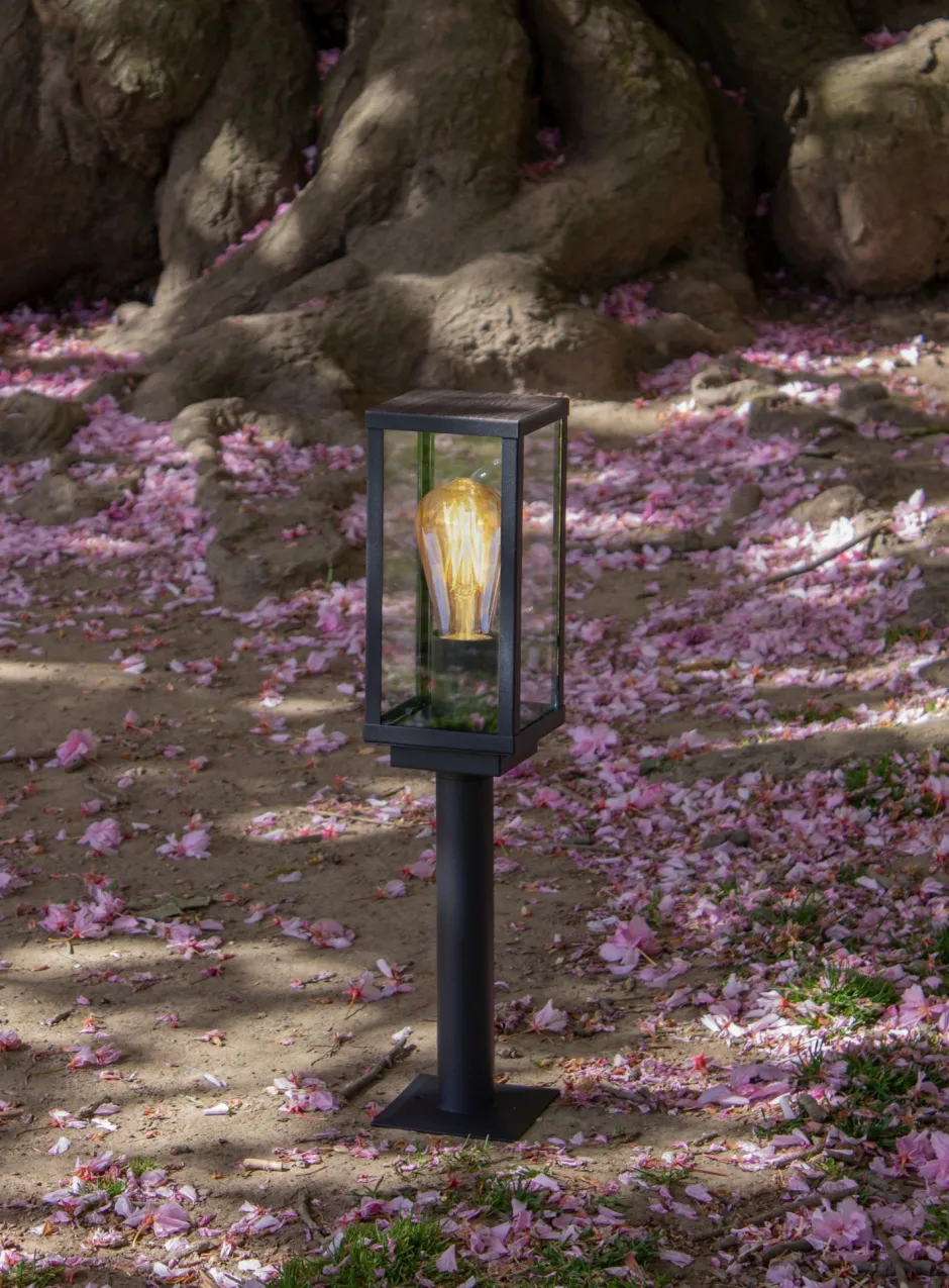 Metall Lampen|Vintage Lampen*Eco-Light Wegeleuchte Vintage Schwarz Holz 50 cm klein IP44 E27