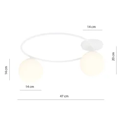 Deckenleuchten|Flurlampen*Emibig Weiße Deckenleuchte Glas Metall Kugelschirme Ø 47 cm