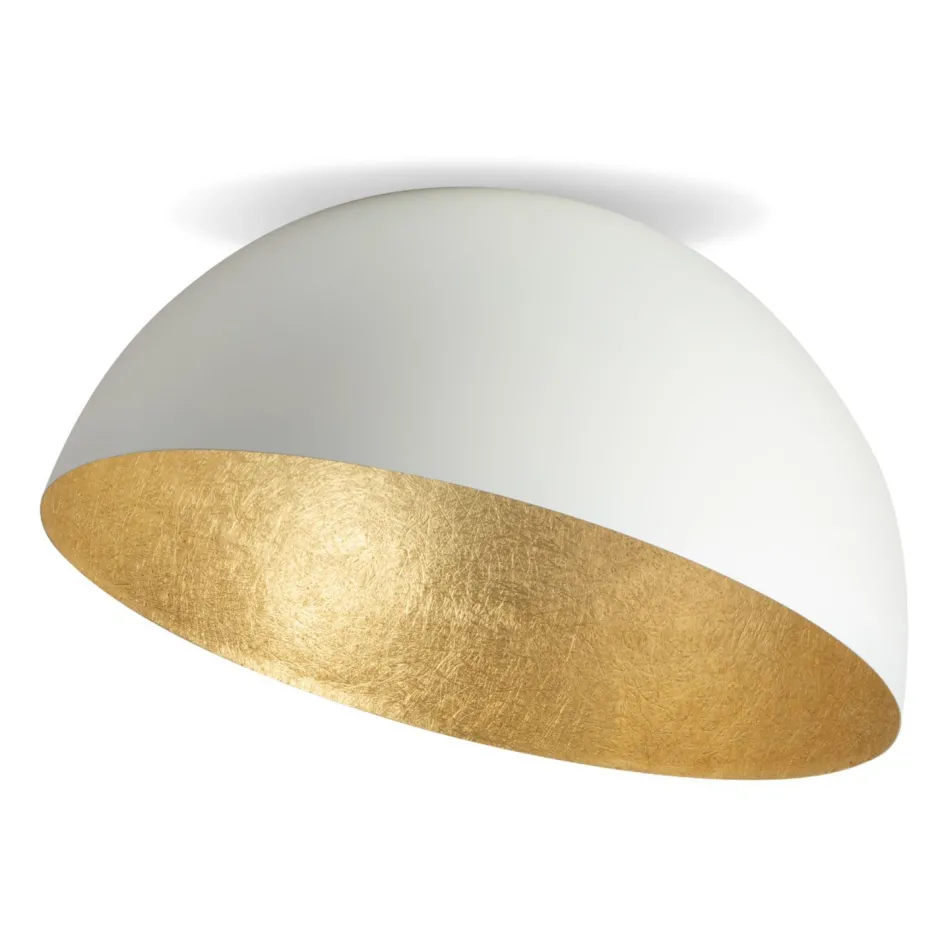 Sigma Weiße Deckenleuchte Metall Innen Gold Ø50 cm rund E27< Schlafzimmer Lampen|Esszimmer Lampen