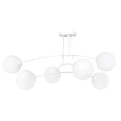 Emibig Weiße Deckenleuchte Modern Glas Kugel Schirm 6x E14< Glaslampen|Kugellampen