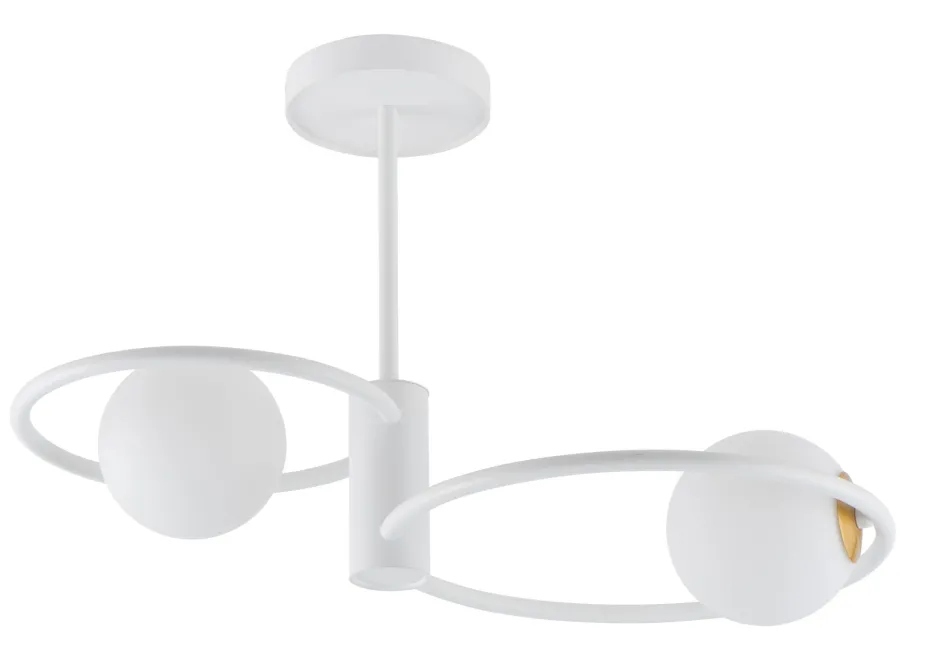 Deckenleuchten|Moderne Lampen*Sigma Weiße Deckenleuchte Modern Kugelschirm Glas Metall G9