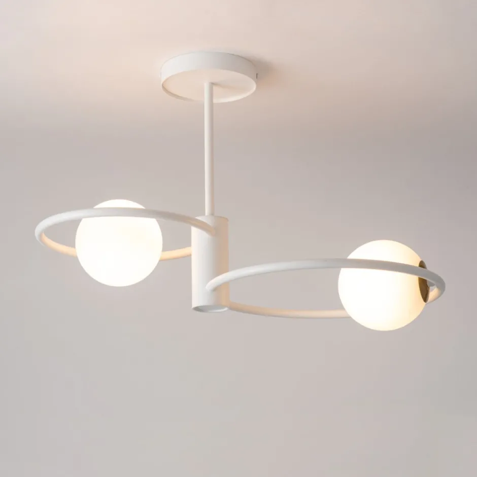 Deckenleuchten|Moderne Lampen*Sigma Weiße Deckenleuchte Modern Kugelschirm Glas Metall G9