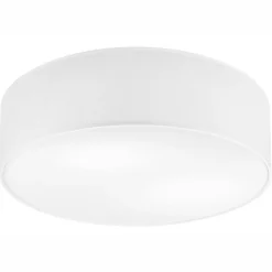 Deckenleuchten|Flurlampen*Lamkur Weiße Deckenleuchte Stoff Ø 45 cm rund flach blendarm 2x E27