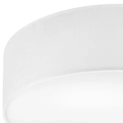 Deckenleuchten|Flurlampen*Lamkur Weiße Deckenleuchte Stoff Ø 45 cm rund flach blendarm 2x E27