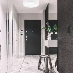 Deckenleuchten|Flurlampen*Lamkur Weiße Deckenleuchte Stoff Ø 45 cm rund flach blendarm 2x E27