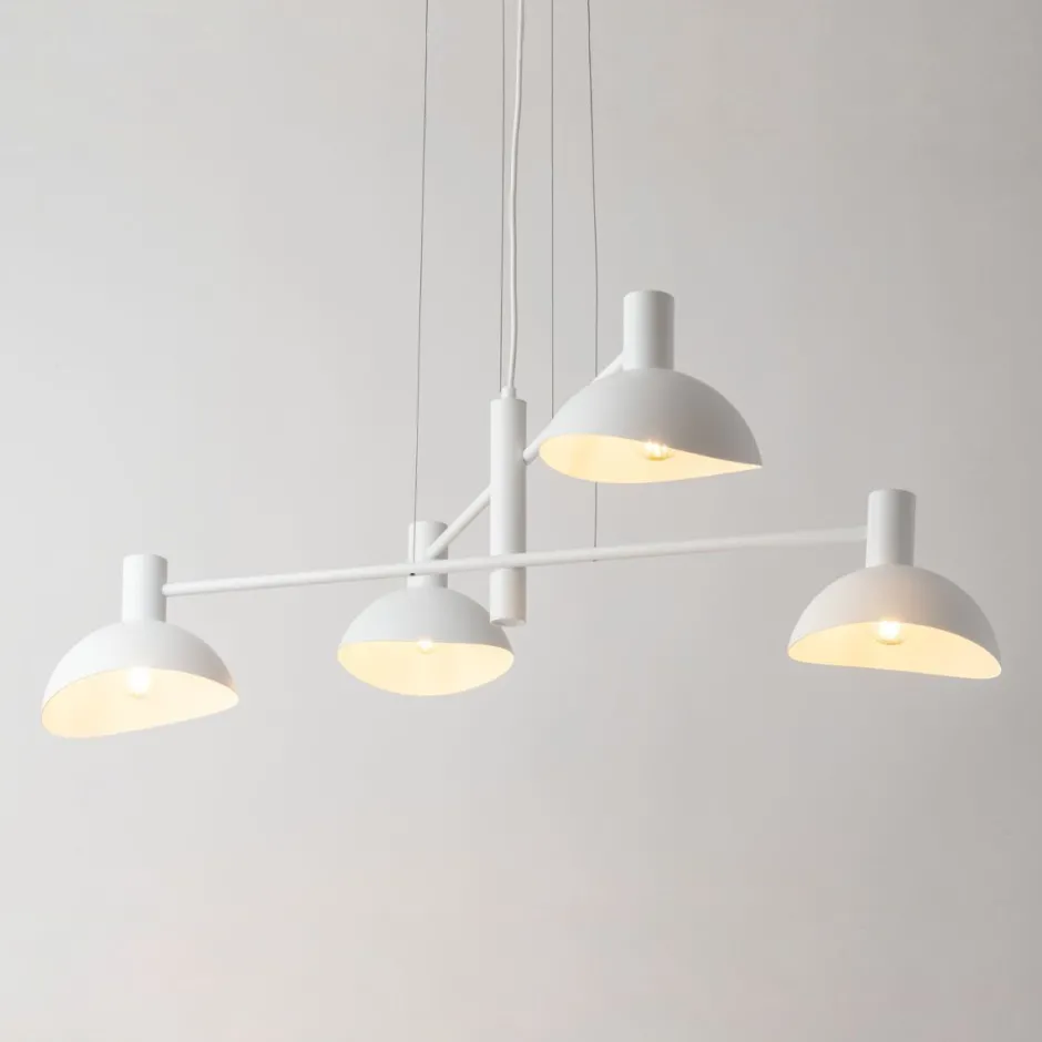 Hängelampen|Moderne Lampen*Sigma Weiße Hängelampe Metall 4-flammig L:90 cm Modern