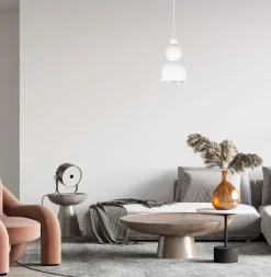 Belis Weiße Hängelampe Metall Loft Design E27 B:17 cm rund< Hängelampen|Bürolampen