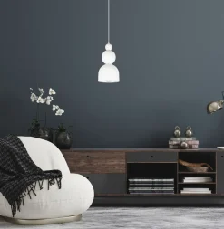 Belis Weiße Hängelampe Metall Loft Design E27 B:17 cm rund< Hängelampen|Bürolampen