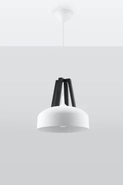 Hängelampen|Retro Lampen*Sollux Weiße Hängelampe Retro Ø30cm Metall E27 MANILIA Küche