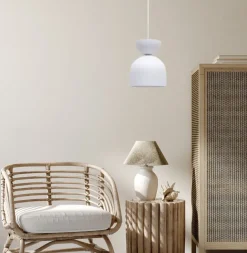 Belis Weiße Hängeleuchte Metall E27 Minimalistisch Ø17 cm< Hängelampen|Bürolampen