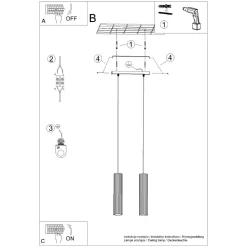 Sollux Weiße Hängeleuchte Modern aus Aluminium B: 30 cm 2x GU10 BERTA< Hängelampen|Wohnzimmerlampen
