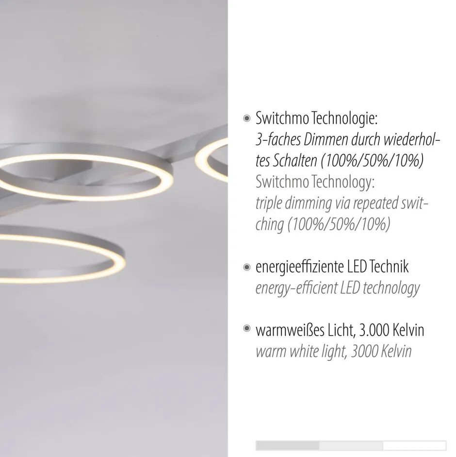 Just Light Weiße LED Deckenlampe Metall 120 cm länglich 3000 K< Deckenleuchten|Flurlampen