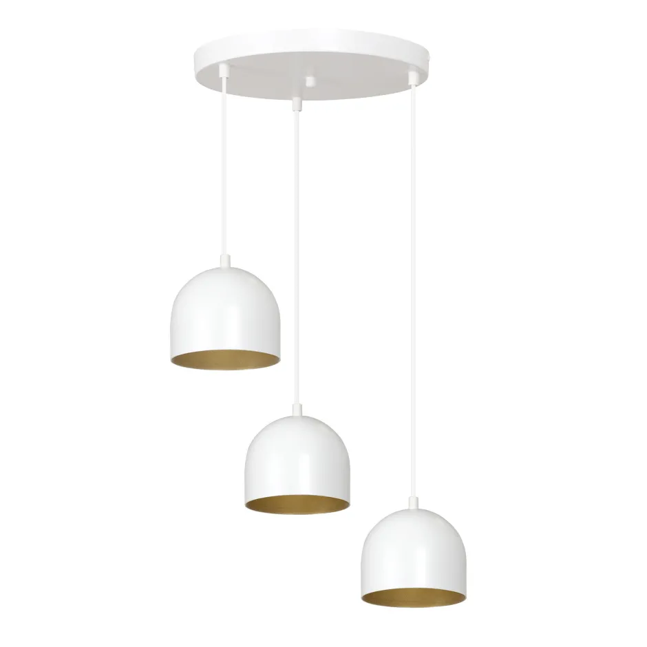 Hängelampen|Esszimmer Lampen*Emibig Weiße Pendelleuchte Metall 3-flammig rund Retro