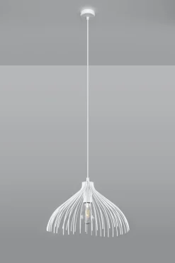 Wohnzimmerlampen|Moderne Lampen*Sollux Weiße Pendelleuchte Metall Draht Ø25cm E27 SHORNA