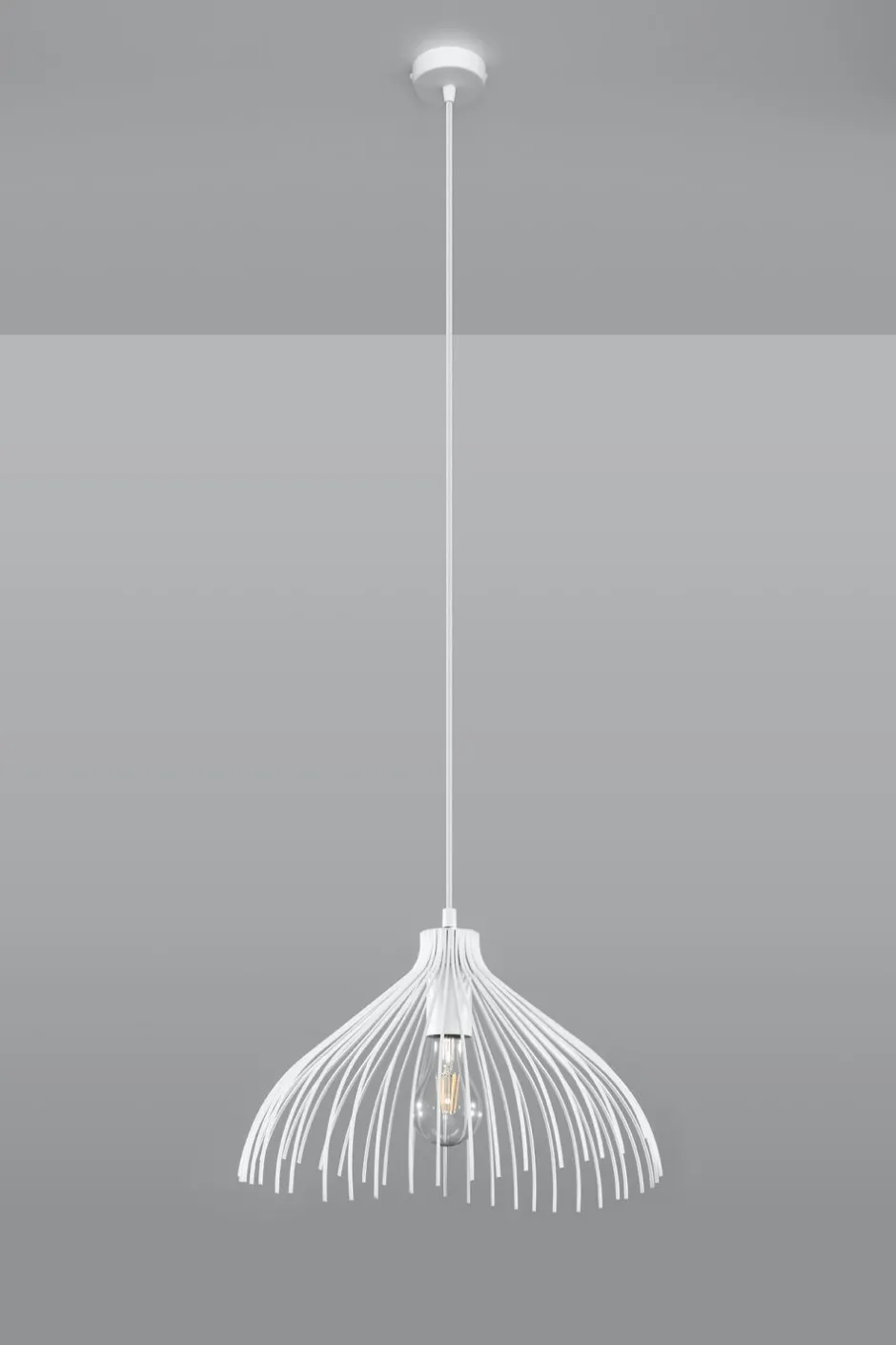 Wohnzimmerlampen|Moderne Lampen*Sollux Weiße Pendelleuchte Metall Draht Ø25cm E27 SHORNA