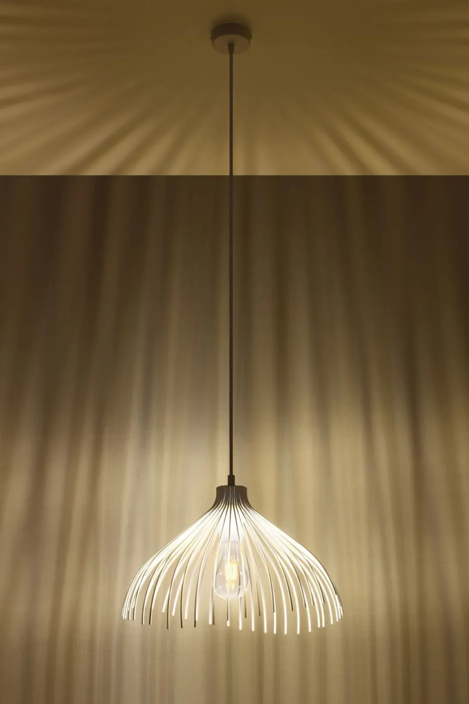 Wohnzimmerlampen|Moderne Lampen*Sollux Weiße Pendelleuchte Metall Draht Ø25cm E27 SHORNA