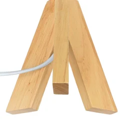 Nachttischlampen|Stofflampen*Easylight Weiße Tischleuchte Holz Fuß Stoff Schirm 31cm E14