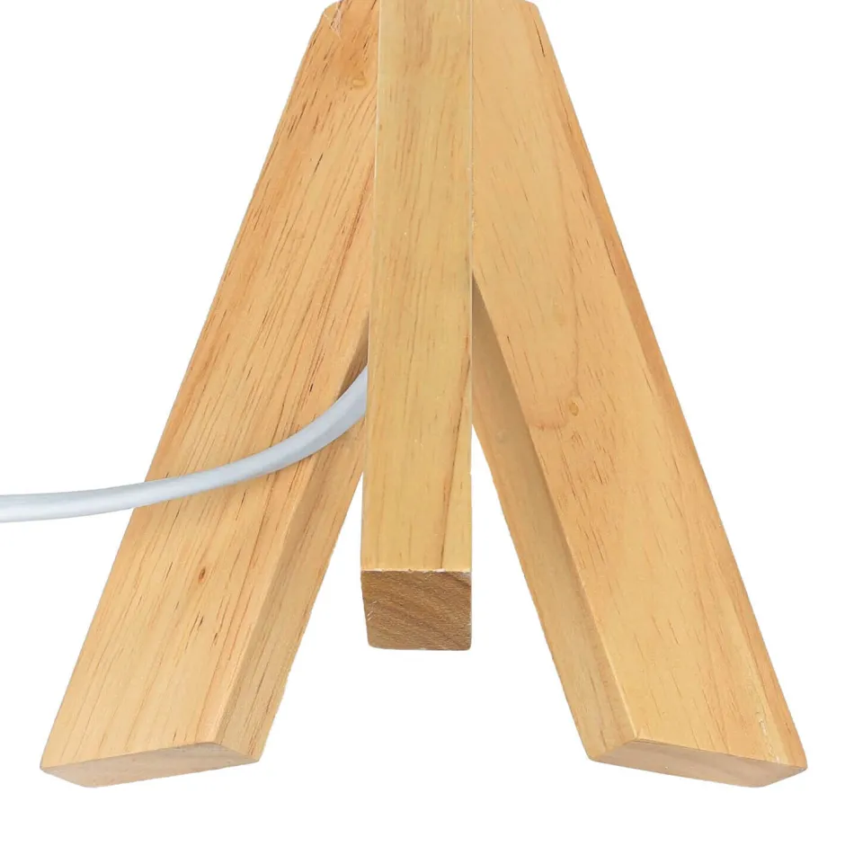 Nachttischlampen|Stofflampen*Easylight Weiße Tischleuchte Holz Fuß Stoff Schirm 31cm E14