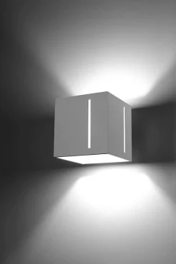Sollux Weiße Wandleuchte Aluminium Up Down Würfel Modern< Wandleuchten|Flurlampen