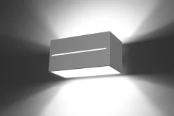 Flurlampen|Wandleuchten*Sollux Weiße Wandleuchte Aluminium eckig B:20cm 2x G9 stylisch